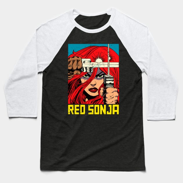 Vintage Red Sonja 1983 Baseball T-Shirt by OniSide